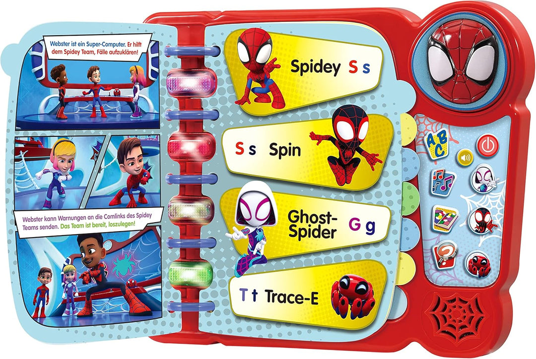 VTech Spidey und seine Super-Freunde - Abenteuerbuch – Interaktives Buch zum Lernen von Buchstaben,