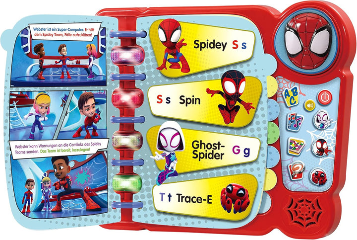 VTech Spidey und seine Super-Freunde - Abenteuerbuch – Interaktives Buch zum Lernen von Buchstaben,