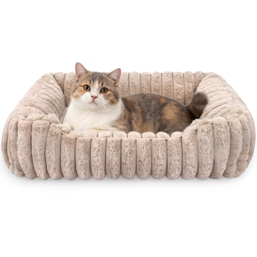 Katzenbett, Quadratisches Katzennest, Haustierbett Tierbett Kleine Hundebett Waschbarer Flauschiges