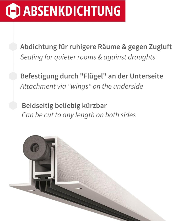 Gedotec Absenkdichtung Trend ALETTE | Absenkbare Bodendichtung für Türen | 1 Stück 30x20 mm Länge: 9