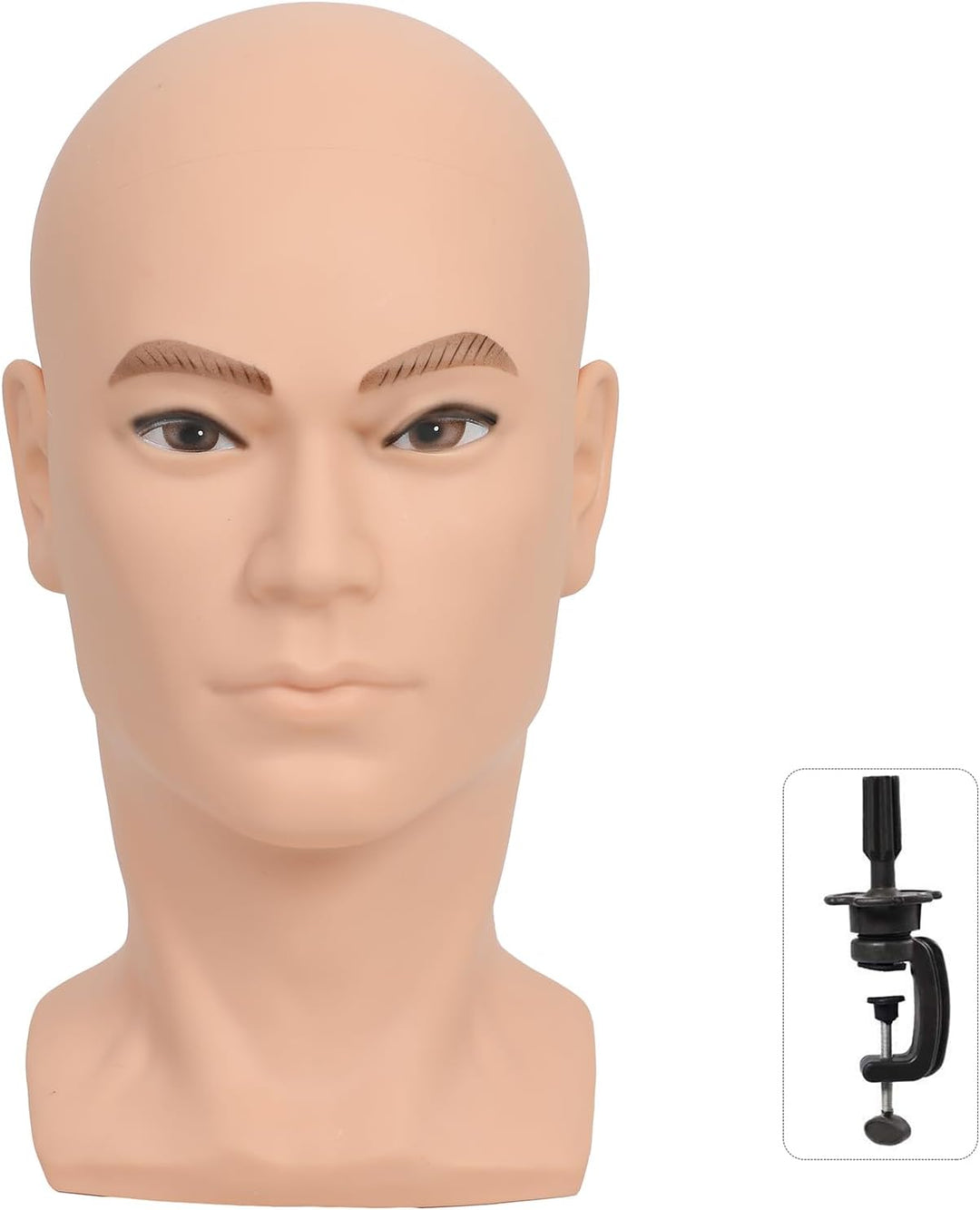 Male Mannequin Head Professional Bald Manikin Head Training Head for Wigs Display Mask Display Hat D