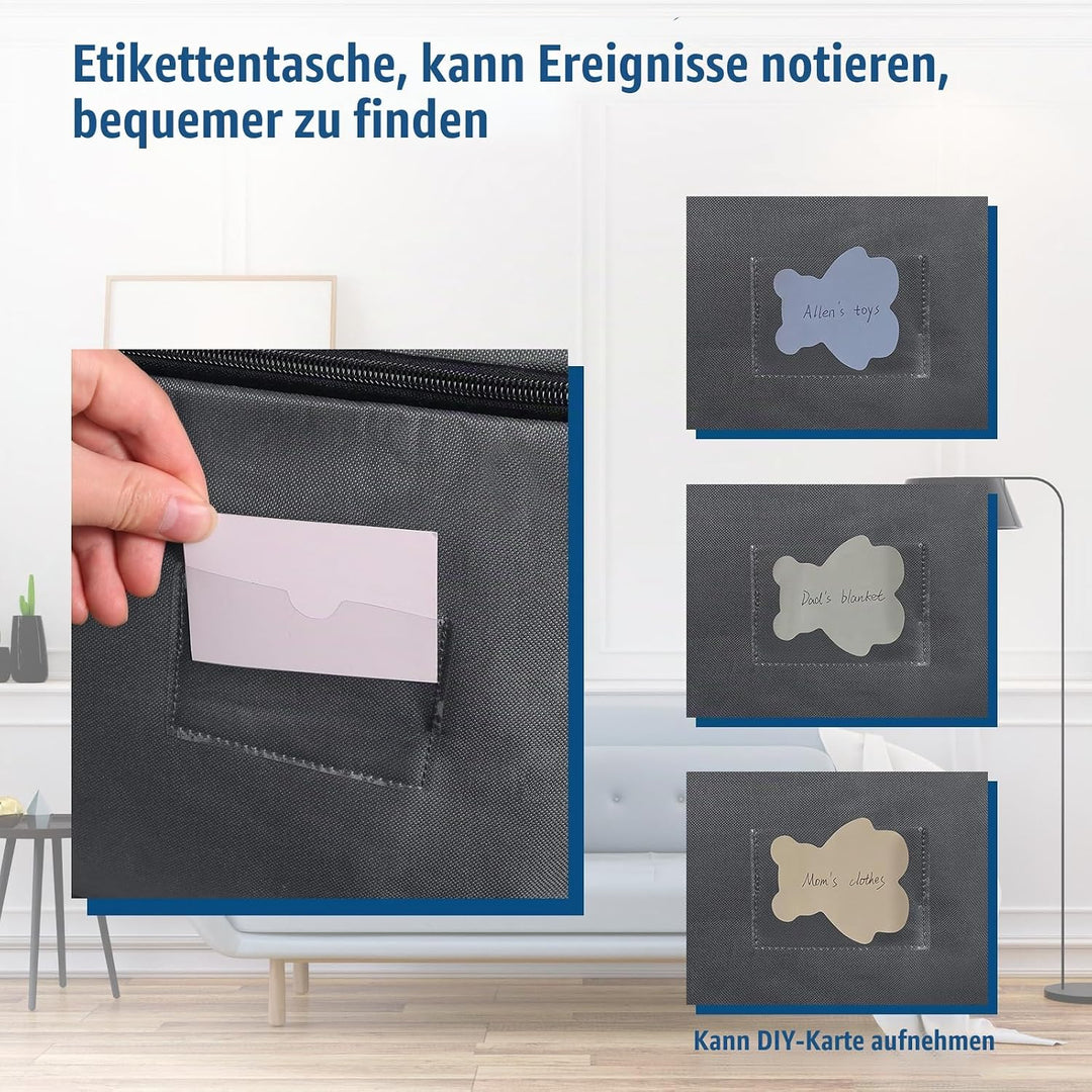 105L Extra Grosse Aufbewahrungstasche, 2 Stück Faltbare Aufbewahrungsbox mit Deckel und Griff, Tragb