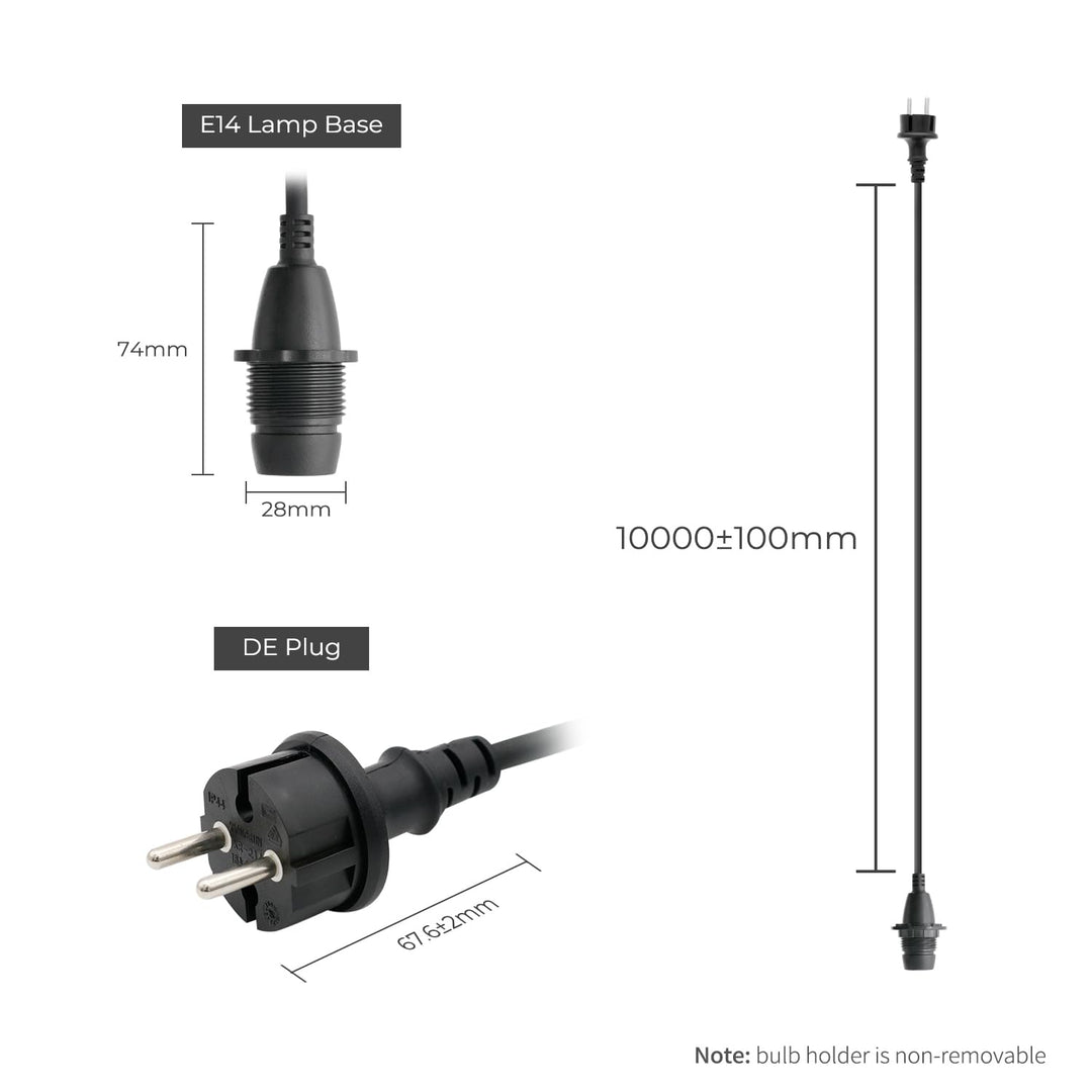 FIRMERST Wasserdichte Lampenfassung E14 mit Kabel Outdoor 10m IP44 10 M Schwarz, 10 M Schwarz