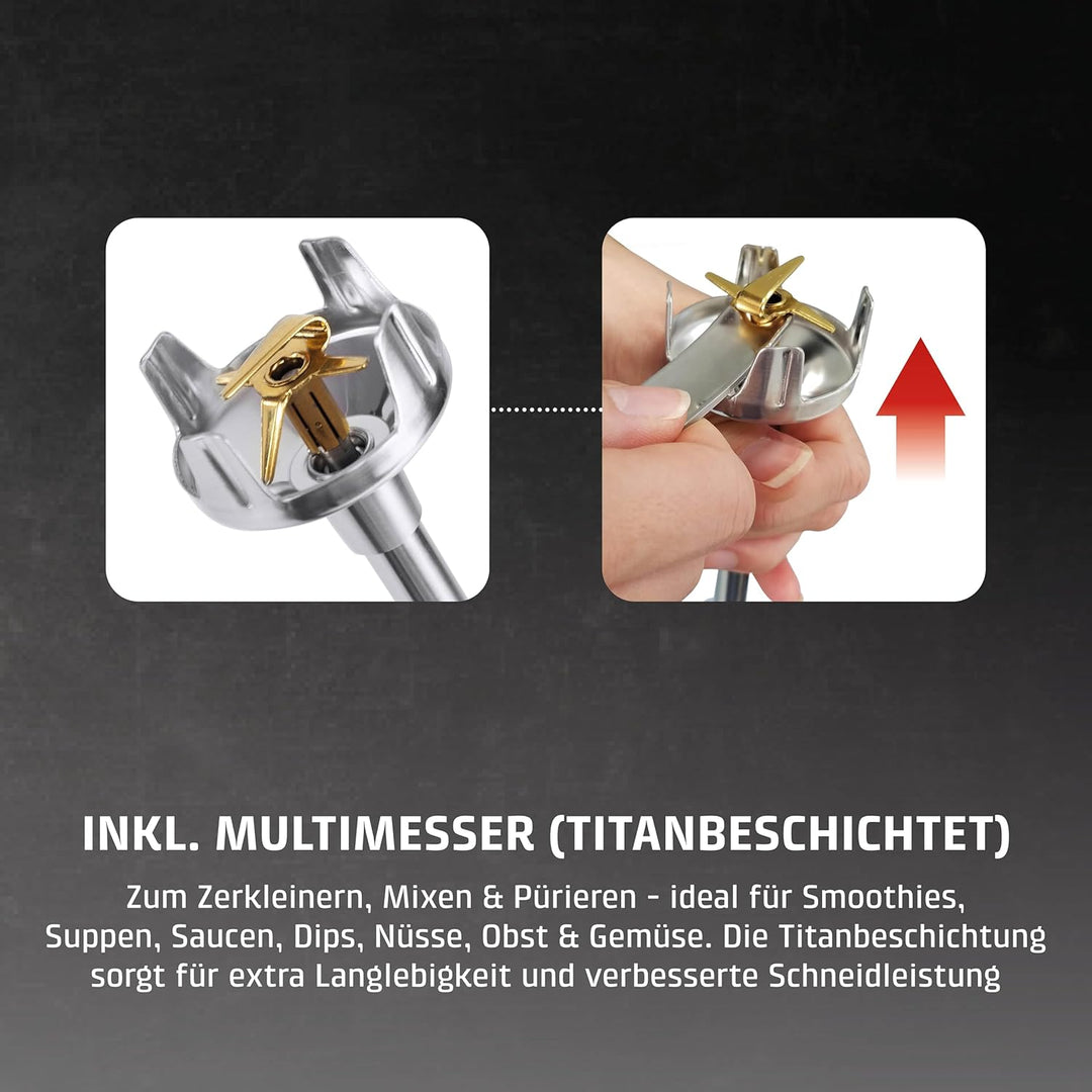 CASO HB 2400 Pro XL-Design Stabmixer Inkl. Zubehör, kraftvoller Stabmixer zum Mixen, Rühren, Quirlen