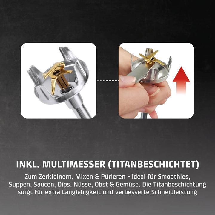 CASO HB 2400 Pro XL-Design Stabmixer Inkl. Zubehör, kraftvoller Stabmixer zum Mixen, Rühren, Quirlen