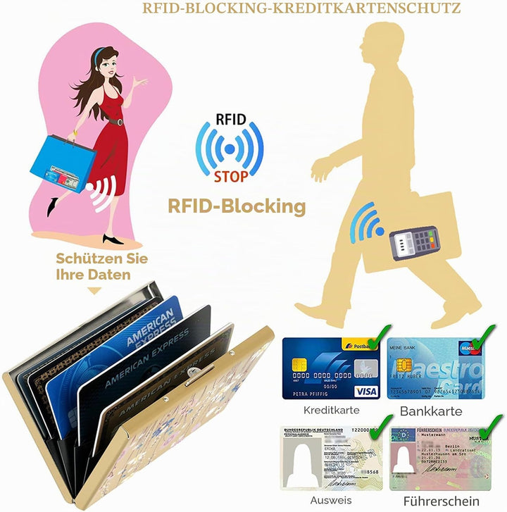 BONSYL® Kreditkartenetui aus Metall, RFID Blockierendes Edelstahl Kartenetui, Ultradünne Metall Geld