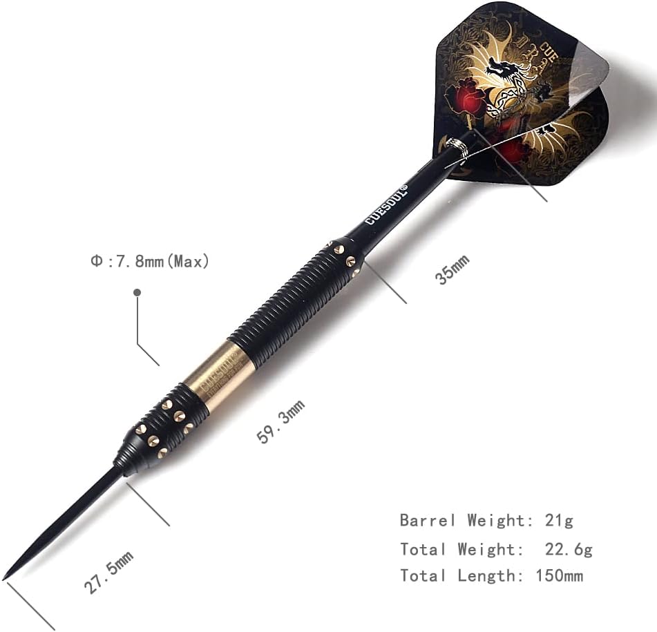 CUESOUL Dragon Deluxe Messing Steel Dartpfeile, 21 Gramm F2303 21 Grams, F2303 21 Grams