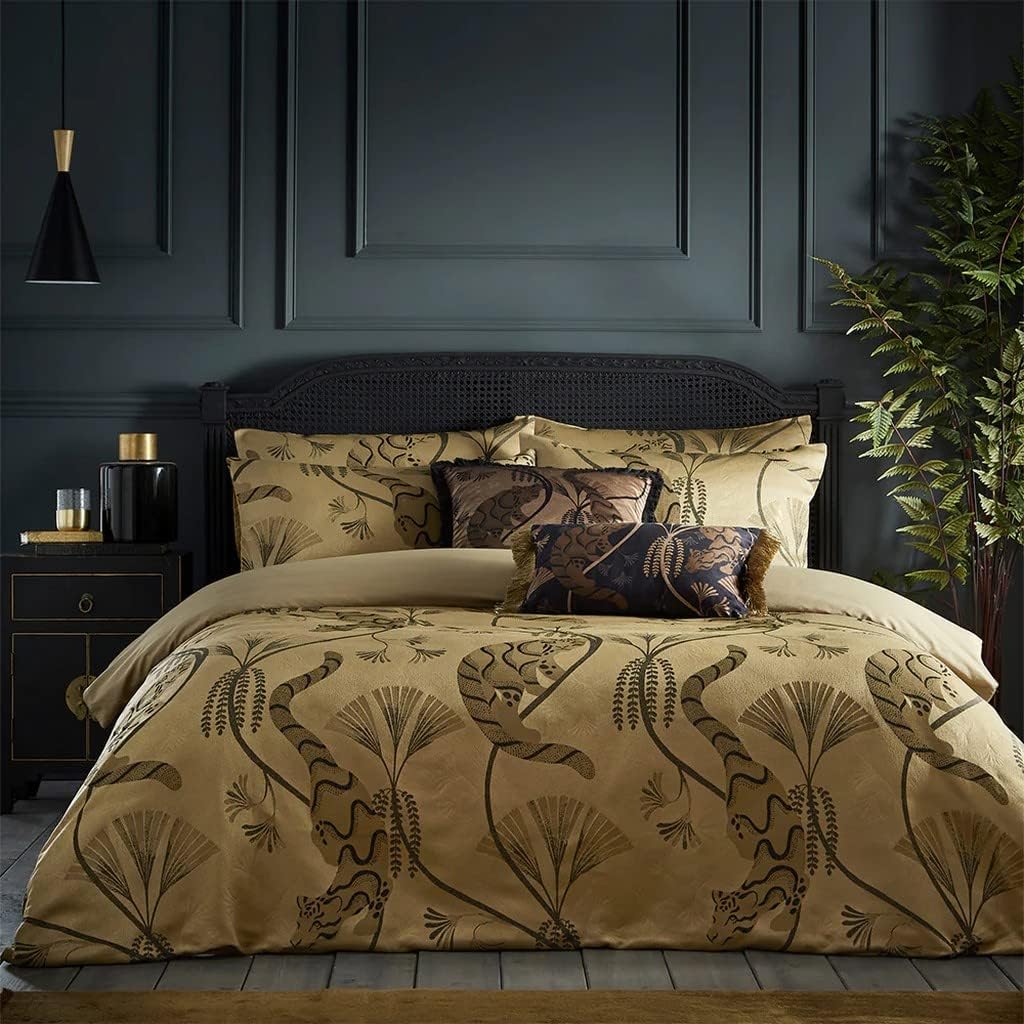 Paoletti Moondusk Jacquard-Bettbezug-Set, Gold, Einzelbett Einzelbett Gold, Einzelbett Gold