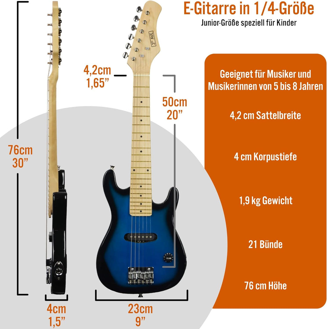 3rd Avenue E-Gitarrenset für Kinder in 1/4-Grösse, Junior-Gitarre für Anfänger – mit 6 Monate KOSTEN