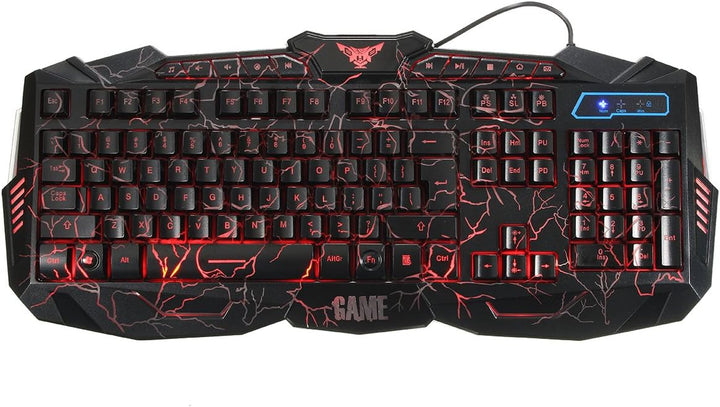 Wasserabweisende Gaming Tastatur BESTRUNNER USB Einstellbare 3 Farben LED Helligkeit Hintergrundbele