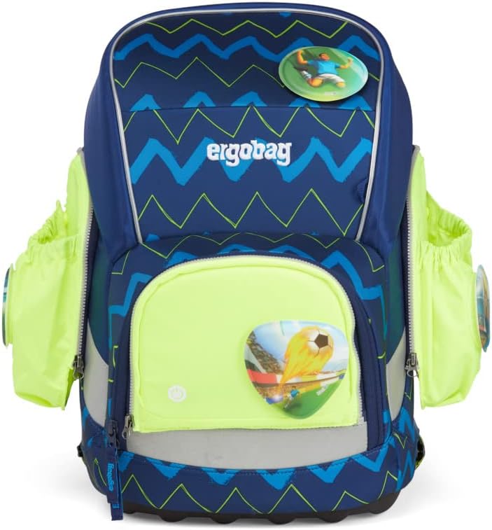 ergobag Fluo LED Seitentaschen Set Geeignet für pack, cubo, cubo light und wide Einheitsgrösse Gelb,