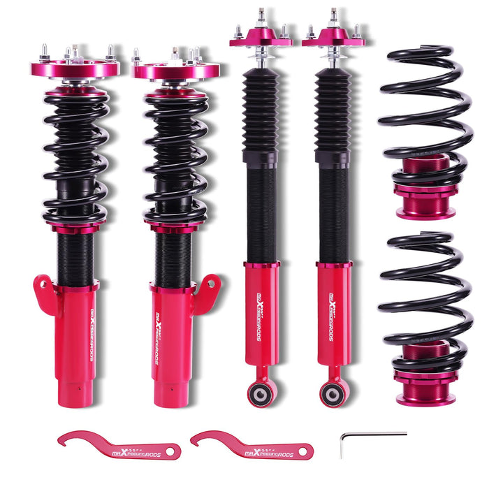 maXpeedingrods Fahrwerk Gewindefahrwerk für E46 3er 98-06 härteverstellbar 320d,330d Rot Einstellbar