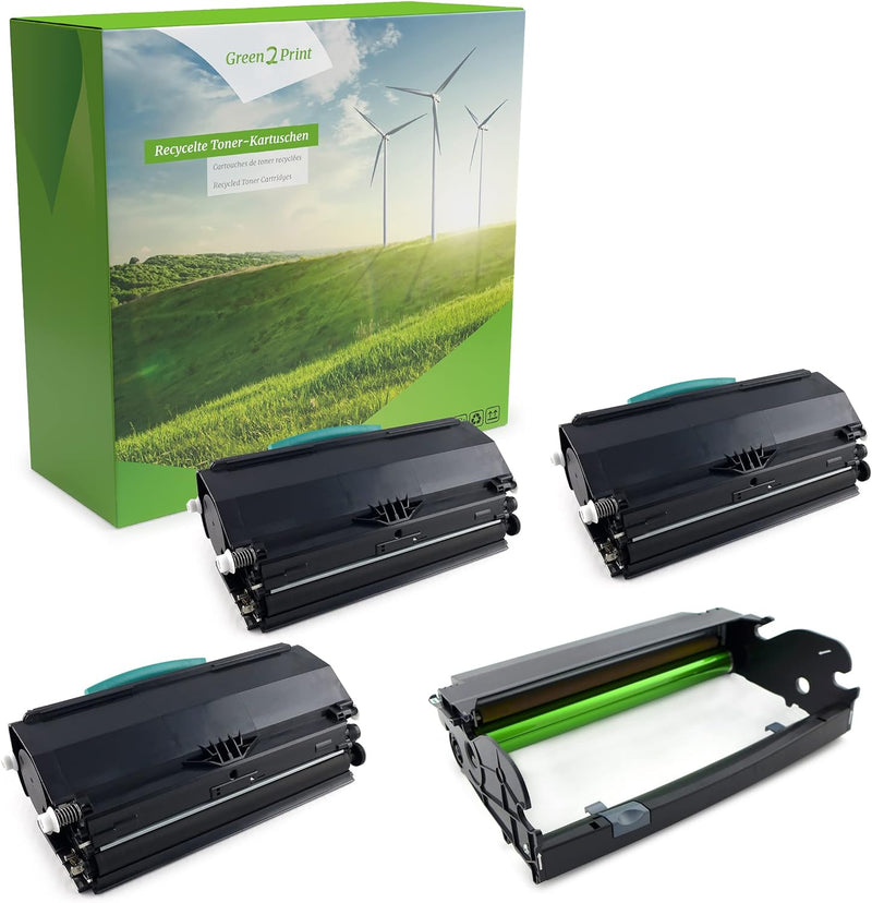 Green2Print 3X Toner, 1x Trommel 3X 9000, 1x 30000 Seiten ersetzt Dell 593-10338, DM631, Lexmark E26