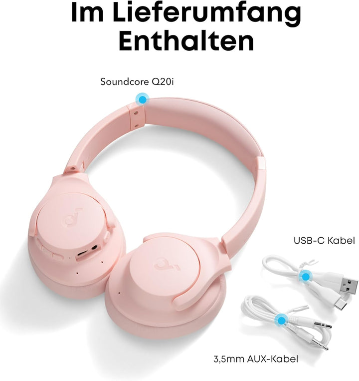 soundcore by Anker Q20i kabelloser Bluetooth Over-Ear-Kopfhörer mit Hybrid Active Noise Cancelling,