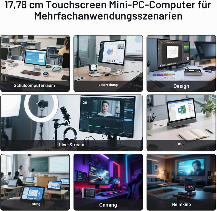 Mini Computer PC-HEIGAOLAPC Mini PC Desktop Celeron N95, 16GB RAM 256GB eMMC, Win 11 Pro Mini-pc mit