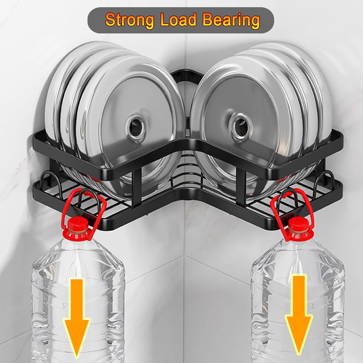 ZVZM Duschablage Ohne Bohren Schwarz Edelstahl, Duschregal Ecke 3 Stück, Duschkörbe & Duschablagen,