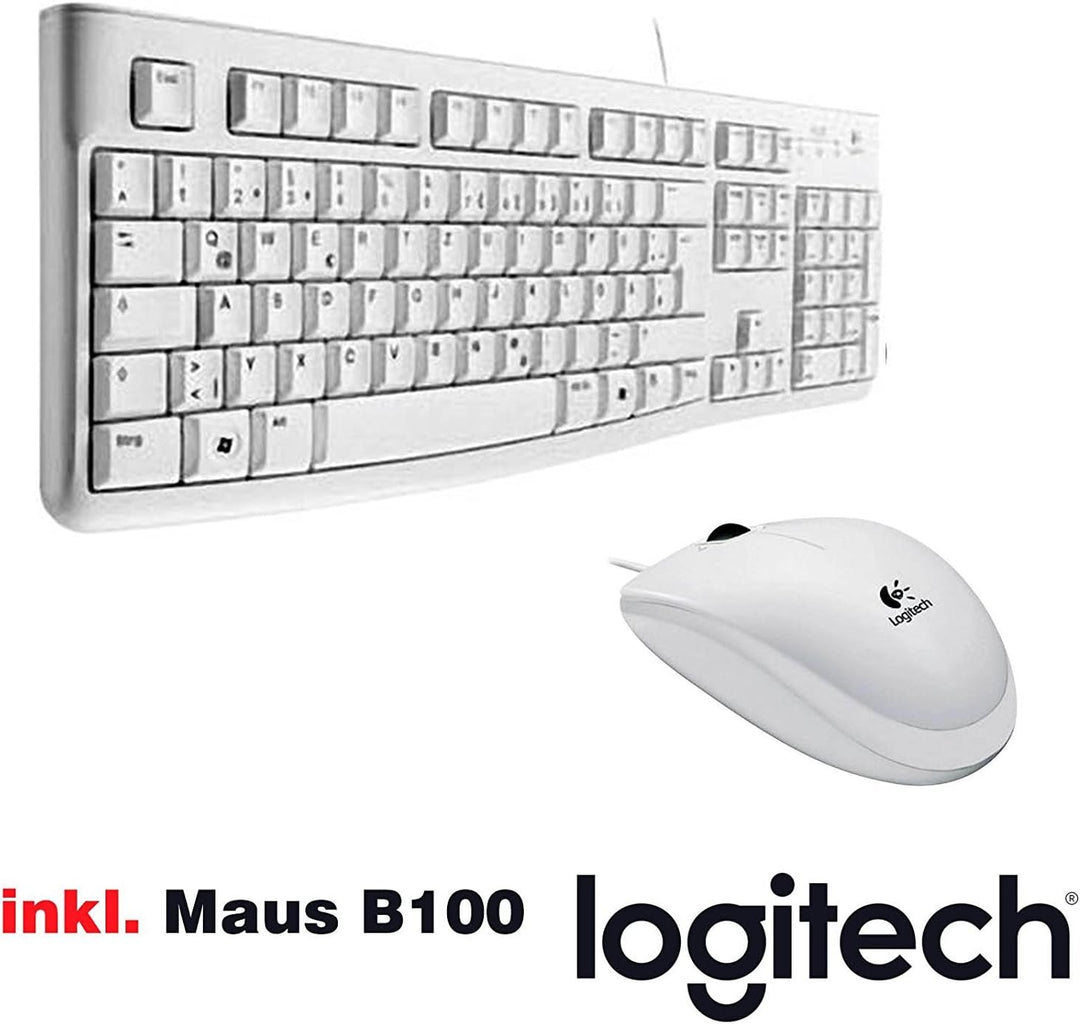 Logitech K120 Business Keyboard, QWERTZ, deutsches Layout (Tastatur | inkl. Maus, Weiss)