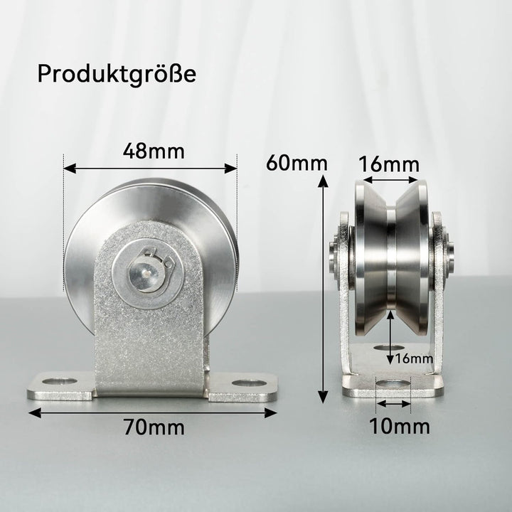 Umlenkrolle mit 2 Kugellager, V Typ Umlenkrollen für 12mm Seile Stahlseil, Tragkraft 500kg, 2 Stück