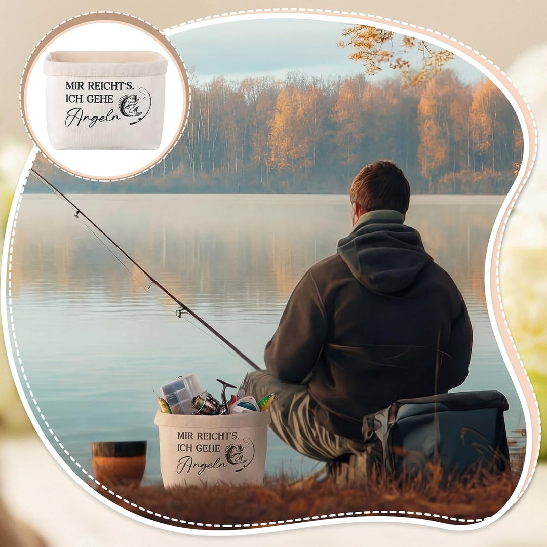 Sinmoe Geschenke für Angler MIR REICHT’S, ICH GEHE ANGELN Angel Zubehör Tasche Geschenkkorb Brotkorb