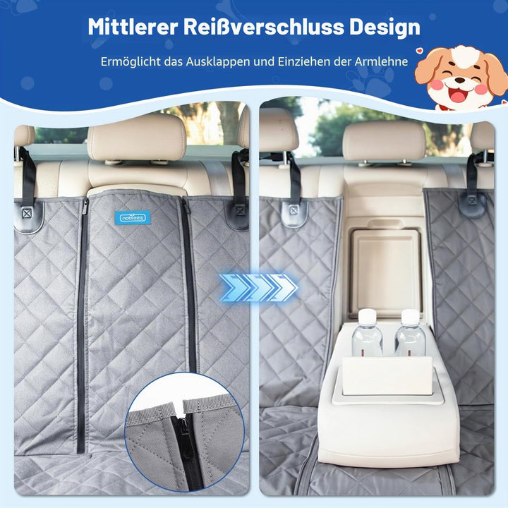Nobleza Hundedecke Auto Rückbank Wasserdicht, Armlehnen-kompatibler Autoschondecken Hund Rücksitz, K