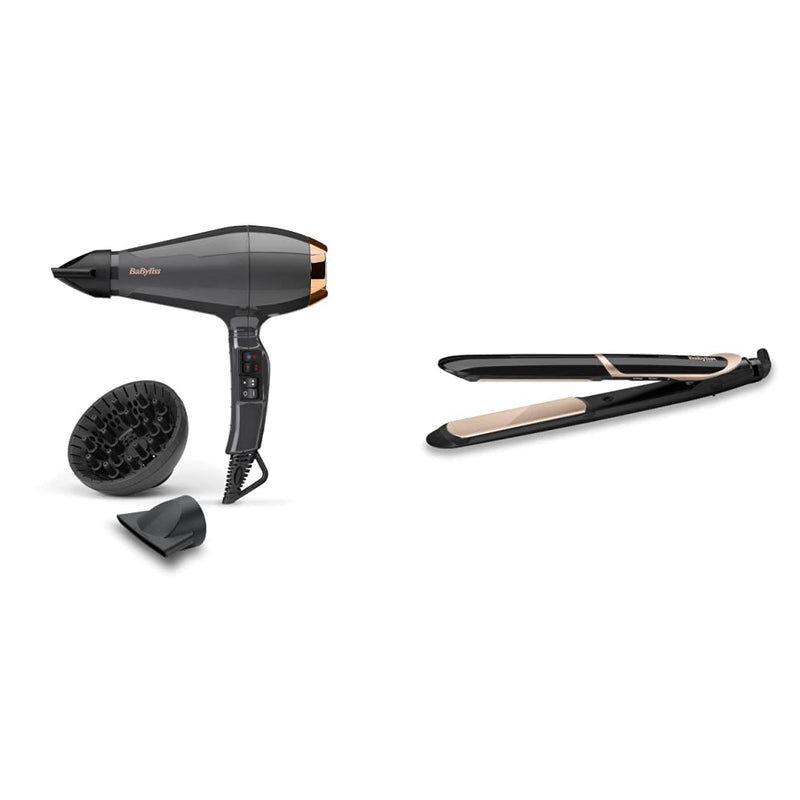 BaByliss Italian Air Pro 2200, Grau, AC-Motor, 2200 W Leistung, Ionen-Technologie, 6719DE & Super Sm