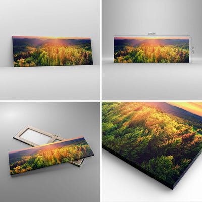 Panorama Bilder auf Leinwand Berge Natur Leinwandbild mit Rahmen 90x30cm Wandbilder Dekoration Wohnz