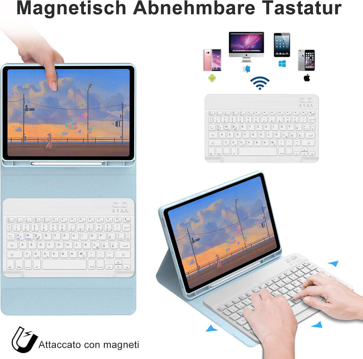 IVEOPPE Tastatur für Samsung Galaxy Tab S9 FE 10.9"/S9 11", Hülle mit Tastatur für Samsung Tab S9/S9
