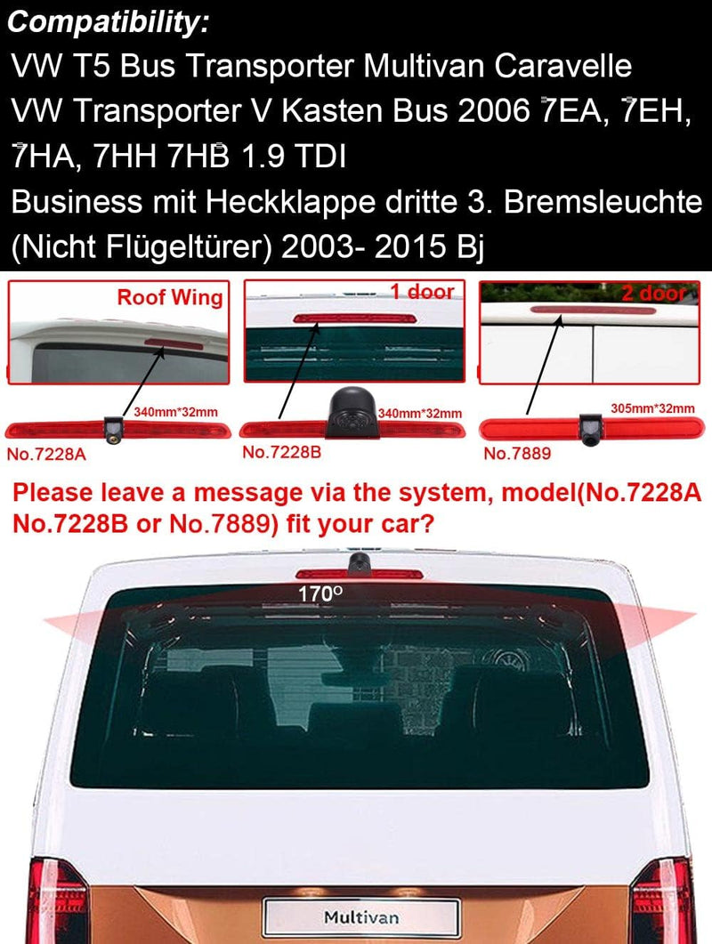 Top Mount Bremsleuchte Kamera Bremslicht Rückfahrkamera +4.3 Zoll Rückspiegel Monitor Einparkkamera