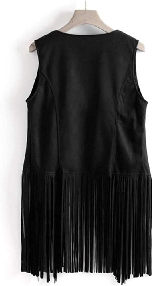 MIMIKRY Fransen Weste in Wildleder-Optik Cowgirl Hippie Indianerin Boho Festival 60er Jahre Western,
