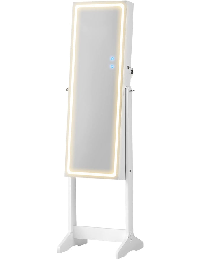 SONGMICS Schmuckschrank, Spiegelschrank, Schmuck-Organizer mit LED-Beleuchtung, einstellbare Farbe u