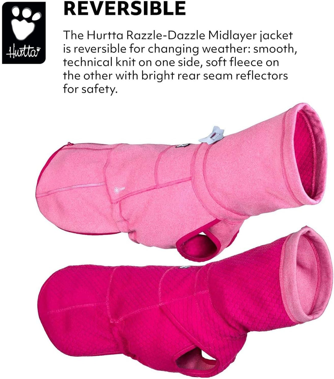 Hurtta Razzle-Dazzle Midlayer Wendemantel, Rot, 56 cm Rot - Beetroot 22 in, Rot - Beetroot 22 in