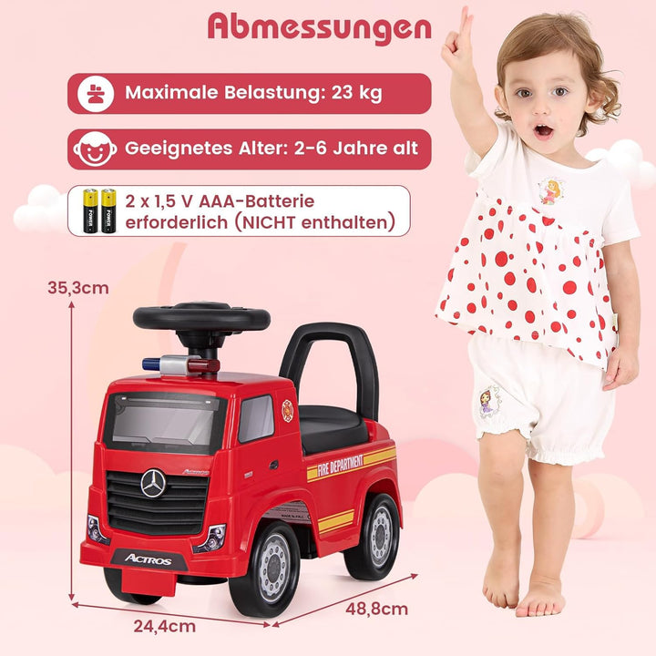 COSTWAY Mercedes Benz Rutschauto, Schiebeauto mit Stauraum & Musik & Hupe & Kippschutz, Kinder Rutsc