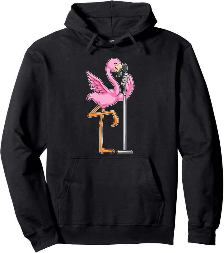 Flamingo Sänger Mikrofon Musik Pullover Hoodie