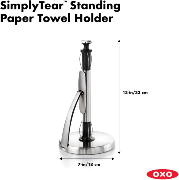 OXO Good Grips SimplyTear Standing Paper Towel Holder, Brushed Stainless Steel Good Grips Simply Tea