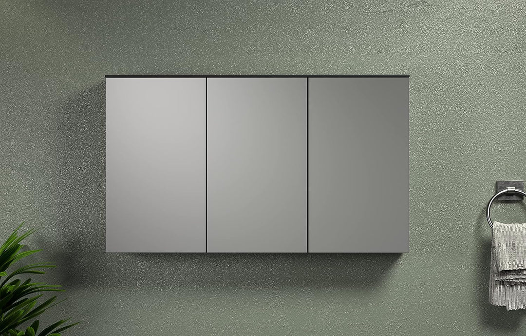 trendteam smart living - Synnax - Spiegelschrank - Anthrazit - moderner Badezimmerspiegel 3-türig -