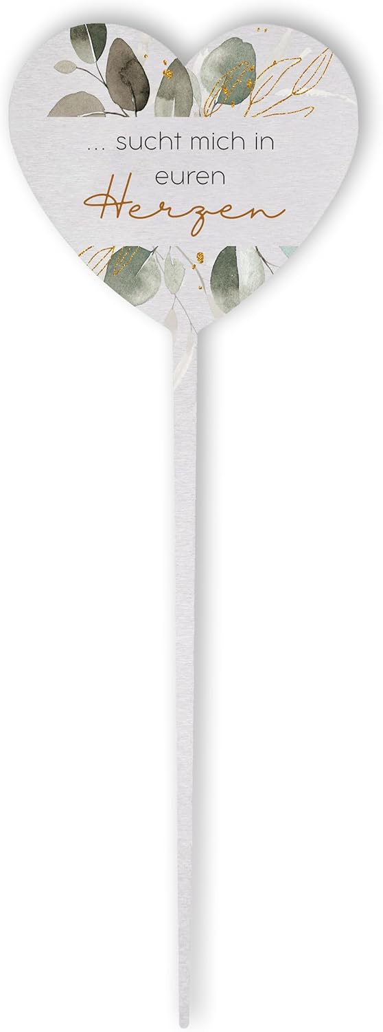 Dolorino Grabstecker Edelstahl Herz mit Spruch | sucht Mich in euren Herzen | Grabschmuck | in Liebe