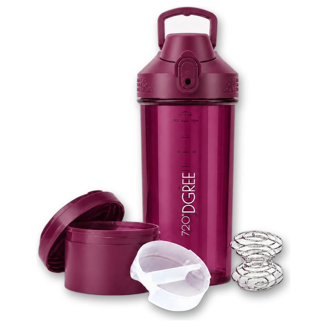 720°DGREE Protein Shaker mit Pulverfach 550ml “uberShaker“ – Auslaufsicher, BPA-Frei, Skala, Spiralm