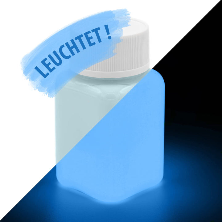 LUMENTICS Premium Leuchtfarbe Blau 100g - Im Dunkeln leuchtende Malfarbe, Nachleuchtfarbe, nachleuch
