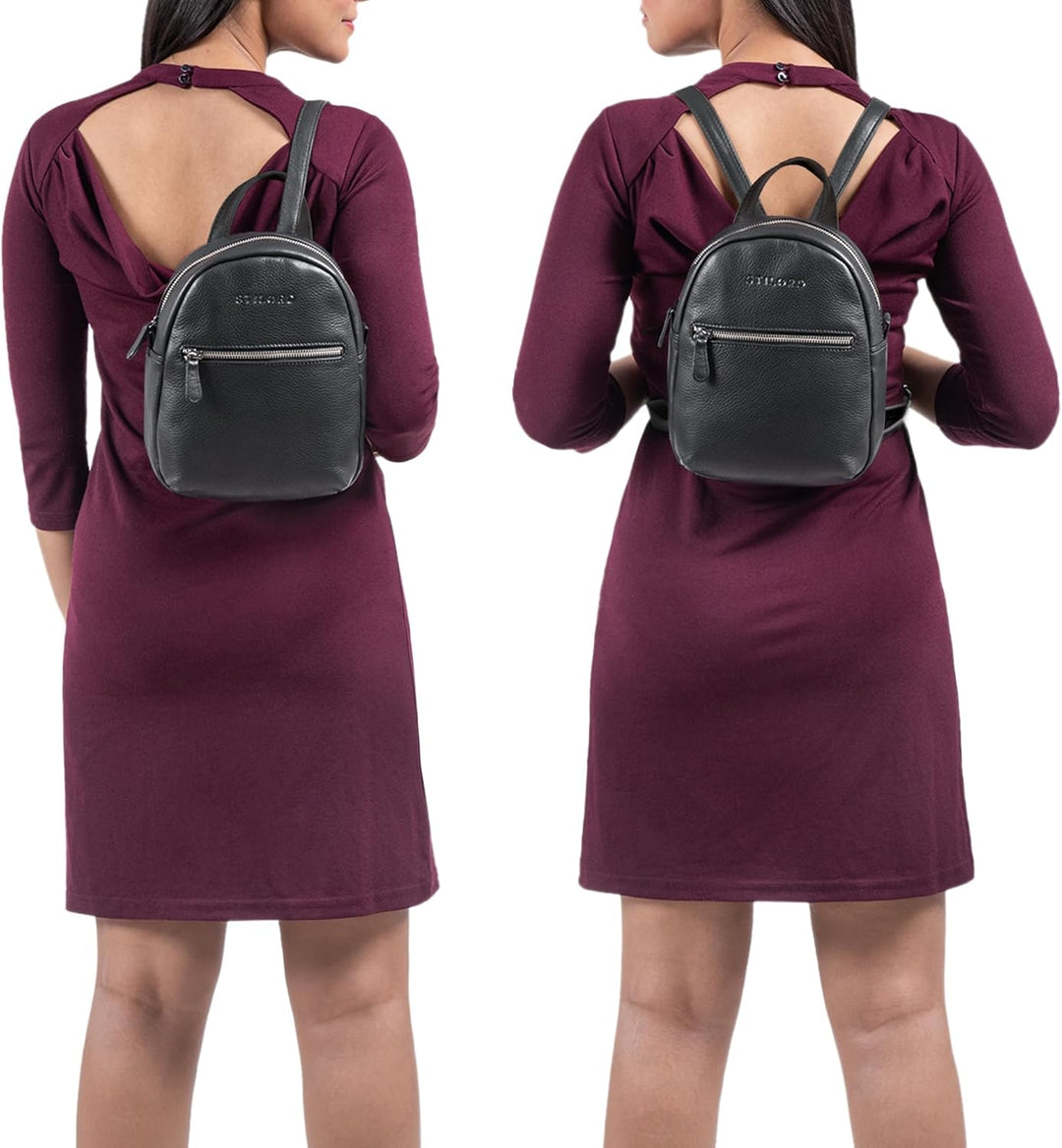 STILORD 'Lola' Mini Daypack Damen Lederrucksack Cityrucksack Kleiner Tagesrucksack Rucksack Tasche f