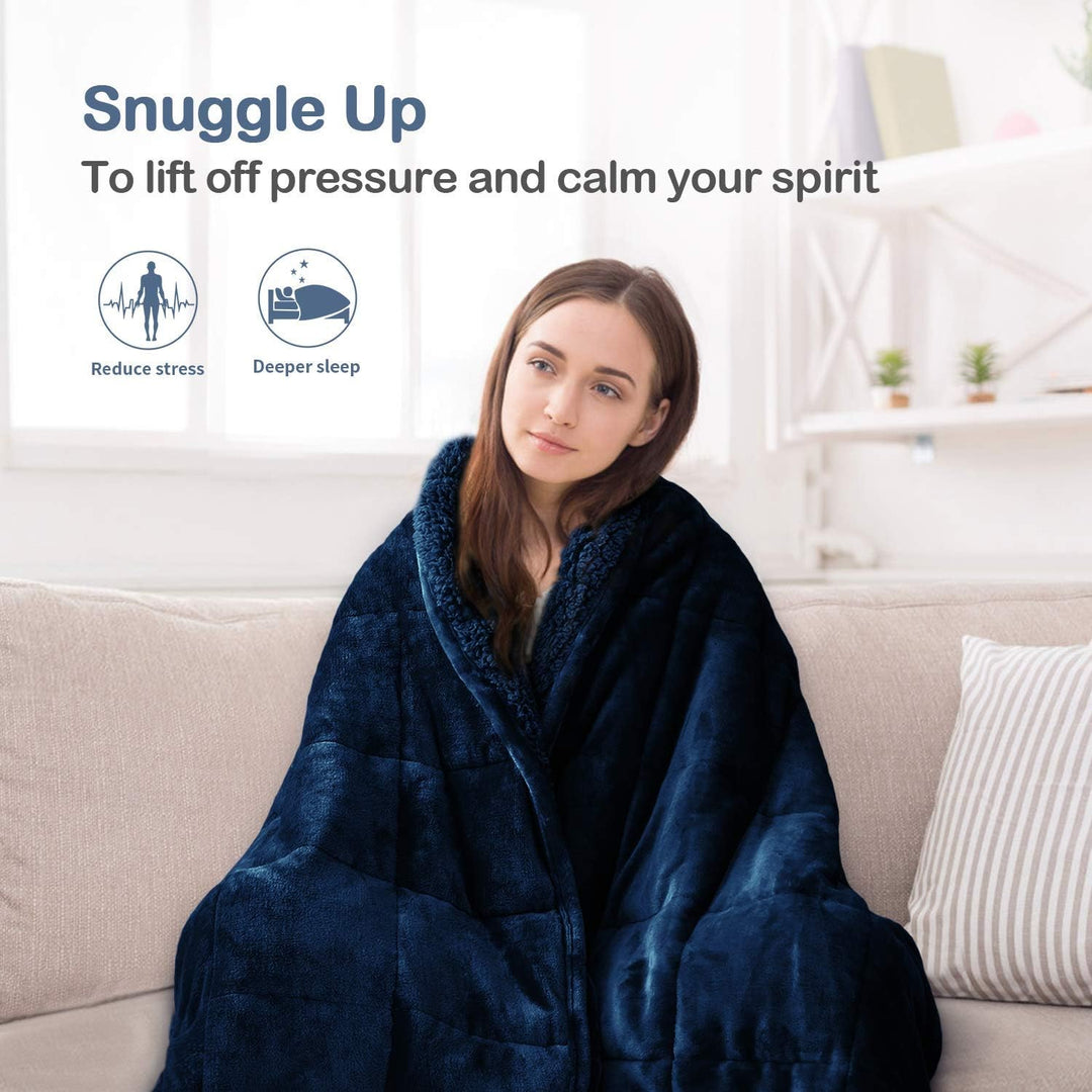 Sivio Weighted Blanket Queen Size 7kg, Sherpa Weighted Blanket with Soft Plush Fleece, Fluffy Warm S