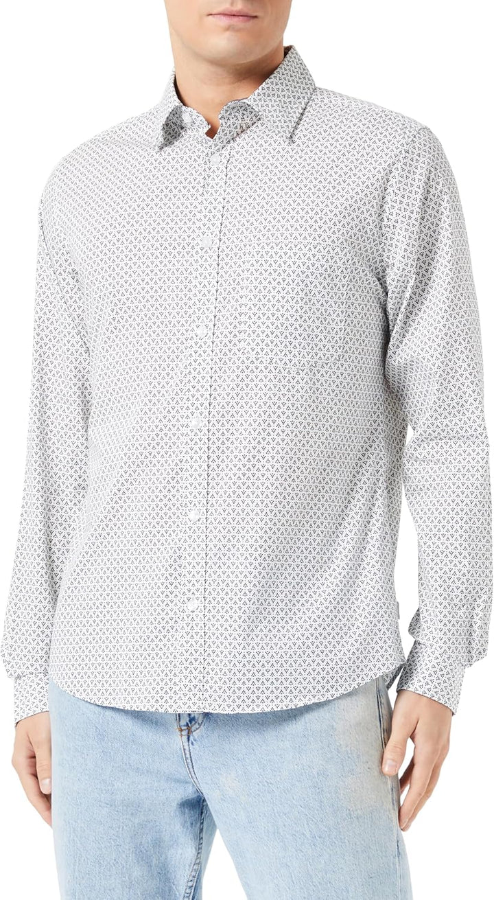 s.Oliver Herren Hemd Langarm mit Minimal AOP M 01a1, M 01a1
