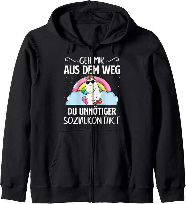 Geh mir aus dem Weg du unnötiger Sozialkontakt Einhorn Kapuzenjacke