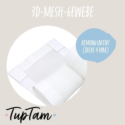 TupTam Gitterstäbe Schutz Netz Babybett Nestchen 3D Mesh 2er Pack, Farbe: Weiss, Grösse: ca. 128 x 3