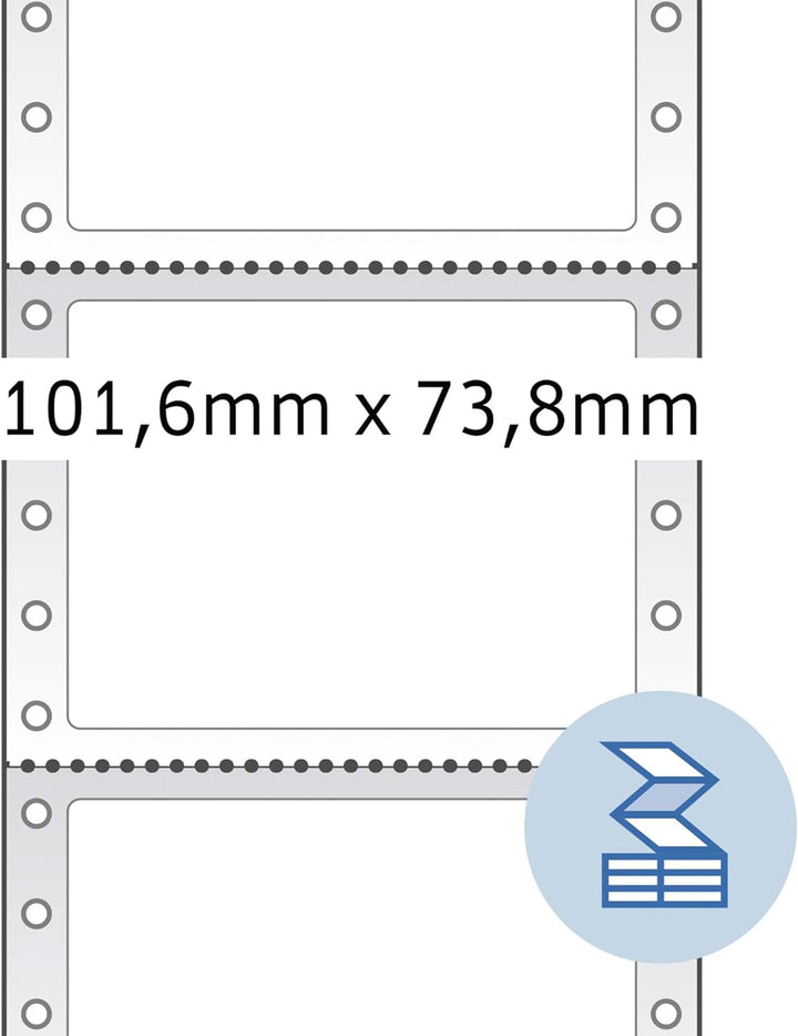 HERMA 8203 Computeretiketten endlos perforiert, 101,6 x 73,8 mm, 1-bahnig, 2000 Aufkleber, selbstkle