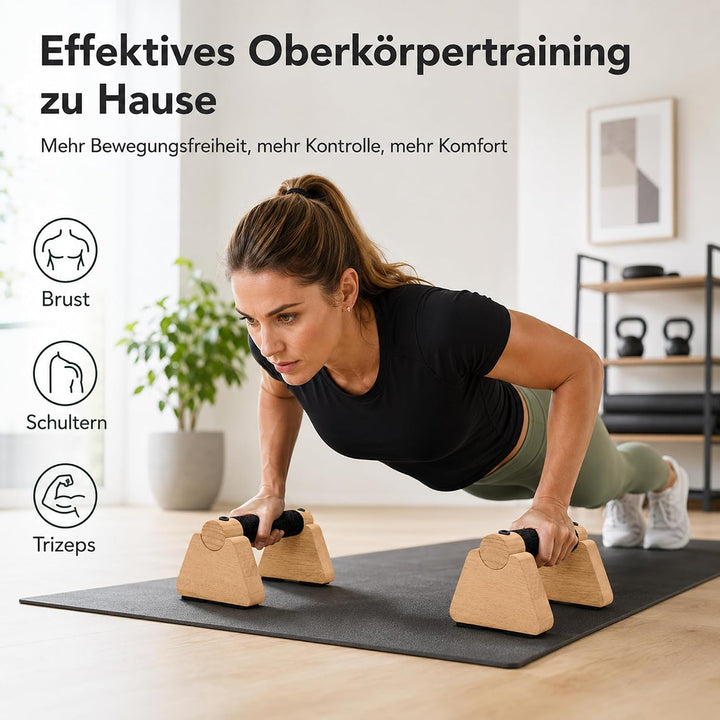 Premium Liegestützgriffe aus Holz – Parallettes für Calisthenics &amp; Krafttraining, Handstand Blöcke &amp;