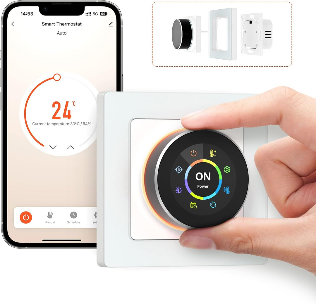 AVATTO Thermostat für Wasser Fussbodenheizung,55 x 55 Standard, Smart WiFi Thermostat Programmierbar