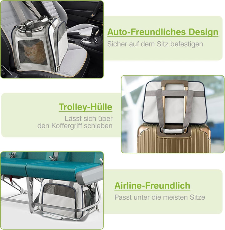 ALLSOPETS Faltbare Katzentransporttasche, Atmungsaktive Tragetasche für Katzen & Kleine Hunde mit Ab