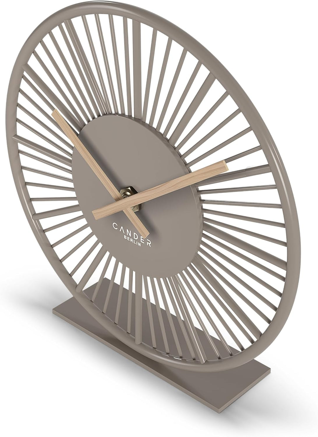 Cander Berlin GILORA Tischuhr lautlos 18 cm Metall Holzzeiger ohne Tickgeräusche modern Wohnzimmer K