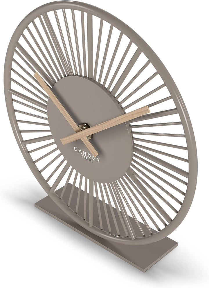 Cander Berlin GILORA Tischuhr lautlos 18 cm Metall Holzzeiger ohne Tickgeräusche modern Wohnzimmer K