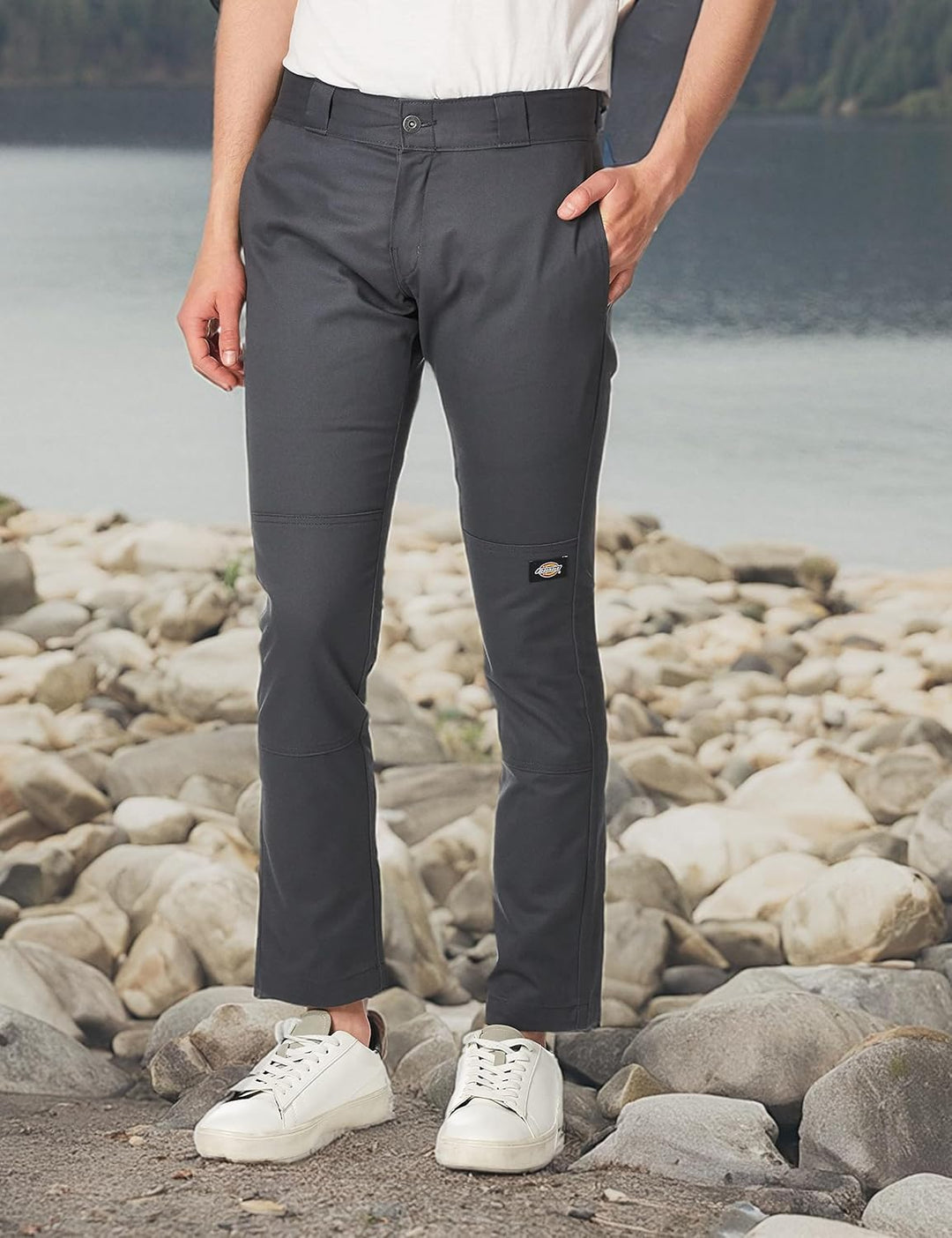 Dickies Herren Skinny Straight Double Knee Arbeitshose 32W / 34L Dunkelgrau, 32W / 34L Dunkelgrau